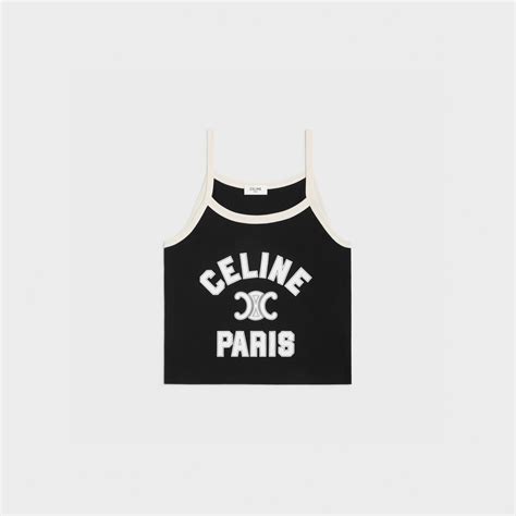 celine 16 paris tank top|celine paris tank top in cotton jersey .